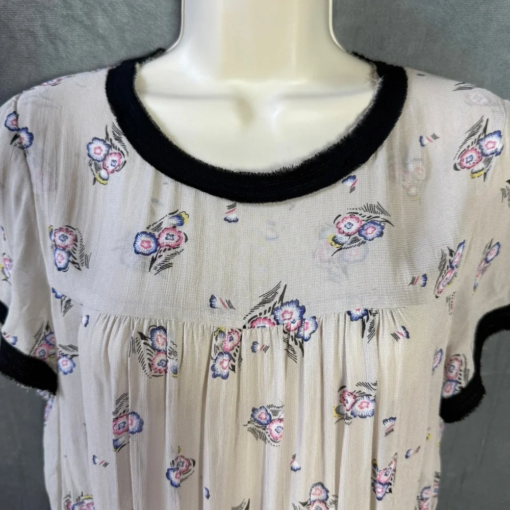 Etoile Isabel Marant Floral Silk Viscose Peplum Blouse Grey Pink Size 1 Small